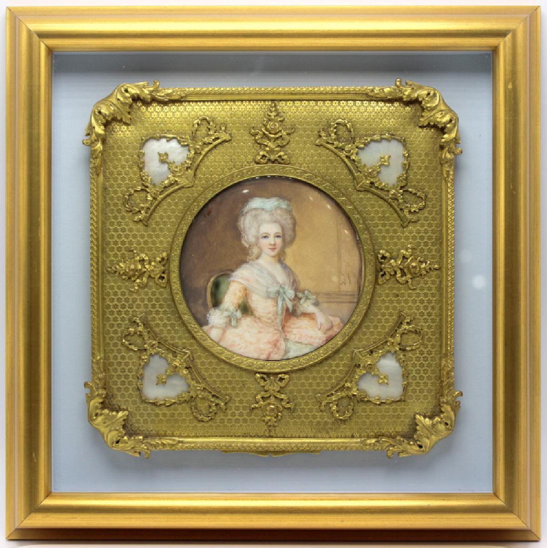 Antique Dore Bronze Frame with Painted Miniature in (1 of 2)