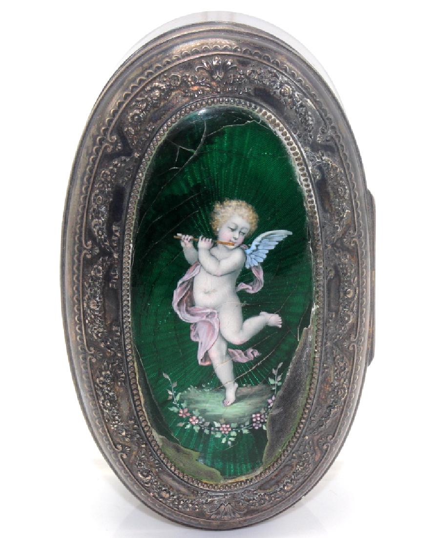 Sterling Silver & Enamel Decorated Trinket Box (1 of 4)