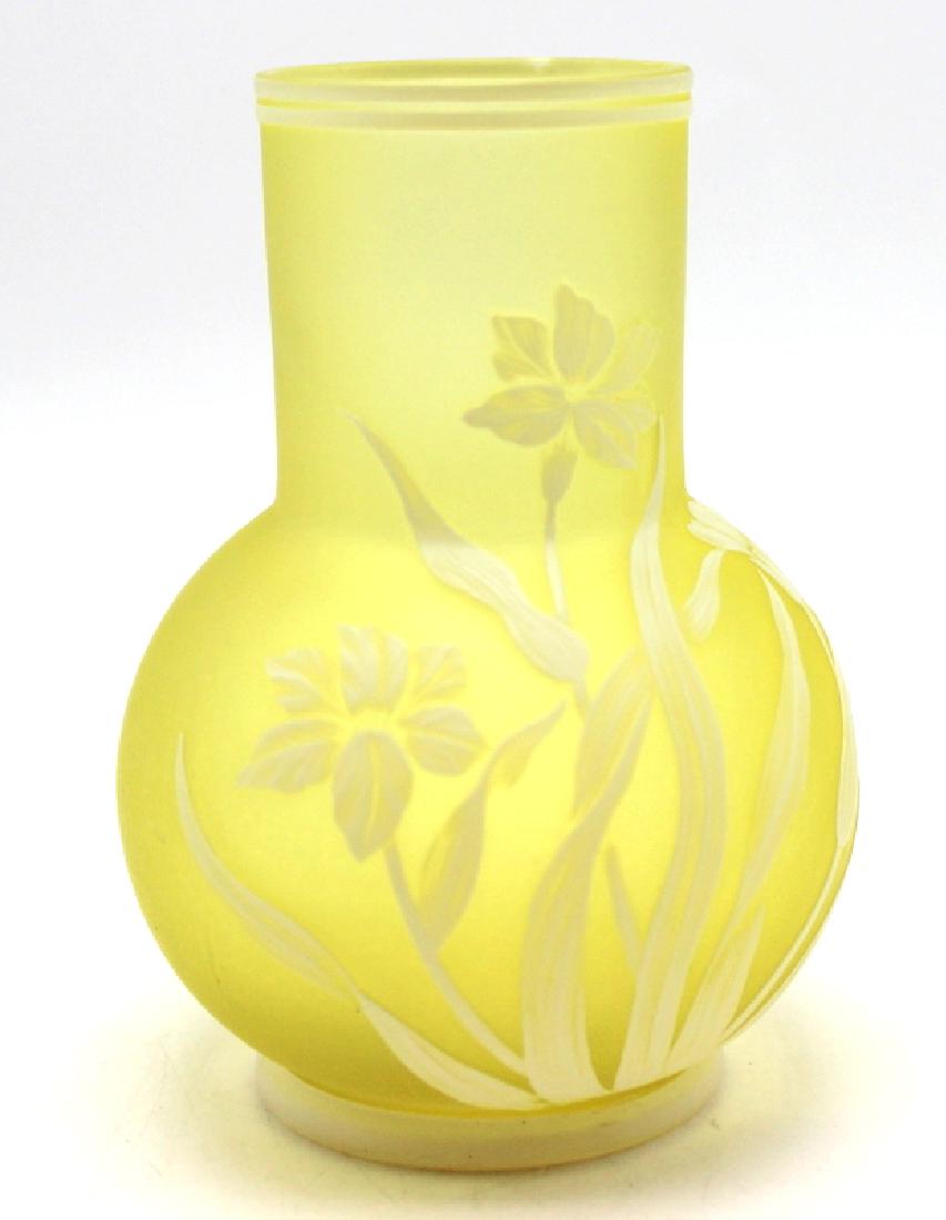 Thomas Webb Yellow Art Glass Vase: Thomas Webb Yellow Art Glass Vase
