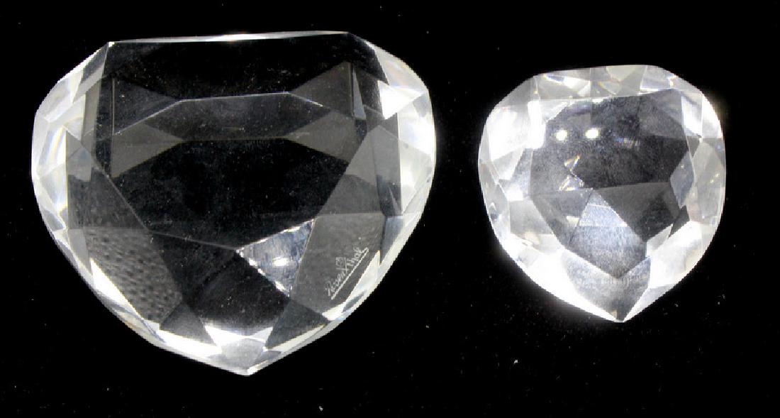 Rosenthal (2) Crystal Heart Paperweights (1 of 1)