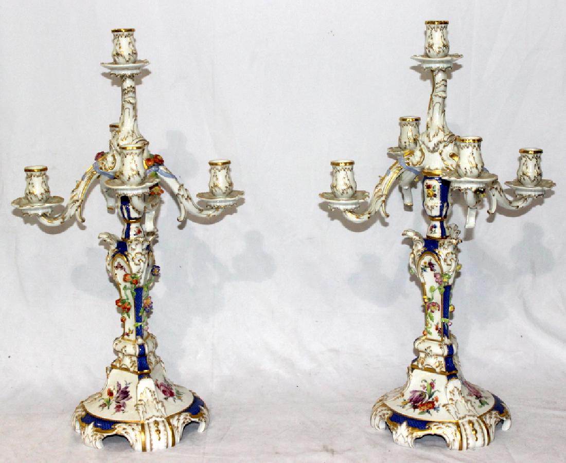 KPM Large Porcelain Candlesticks: KPM Large Porcelain Candlesticks. 24" tall.
