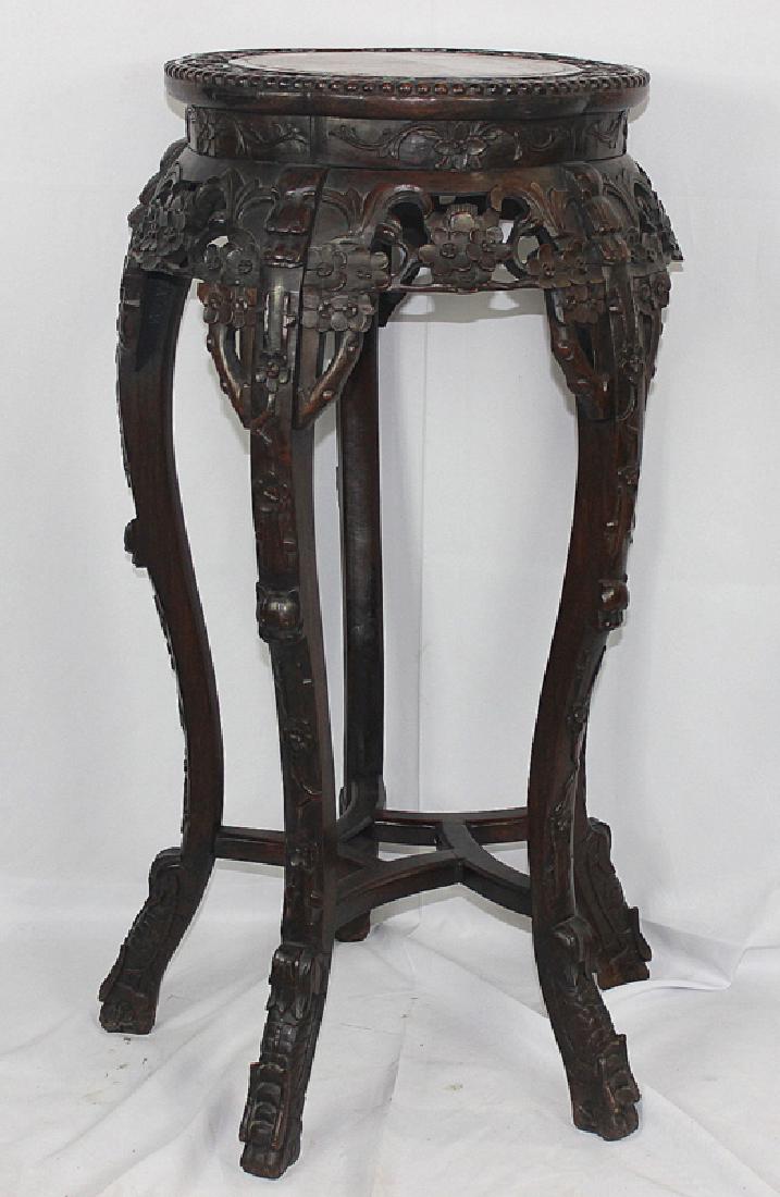 Chinese Marble Inset Hardwood Stand (1 of 3)