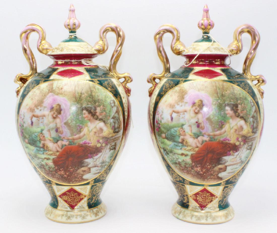 19th C. Royal Vienna Lidded Urns (1 of 1)