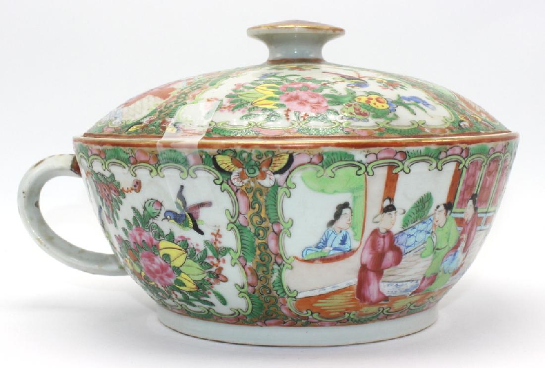 Antique Chinese Rose Medallion Covered Rice Bowl (1 of 1)