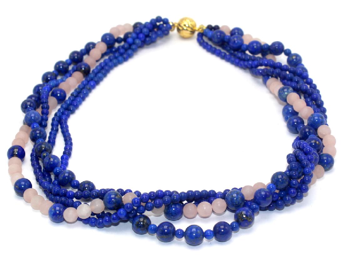 Lapis Lazuli & Pink Quartz Necklace (1 of 1)