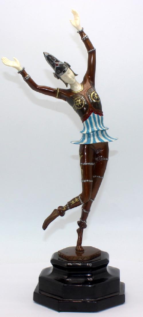 Gustav Schmidt-Cassel Bronze Polychrome Inset Figure: Gustav Schmidt-Cassel Bronze Polychrome Inset Figure. 15 1/2" in total height (2 1/4" marble base). Signed "Schmidtcassel" on base.