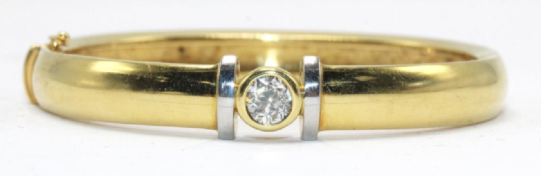La Belle 18Kt YG, Platinum & 1.00ct. Diamond Bangle (1 of 1)