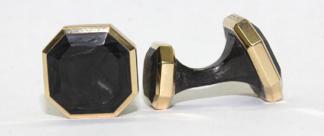 David Yurman Forged Carbon Cufflinks in 18Kt YG (1 of 1)