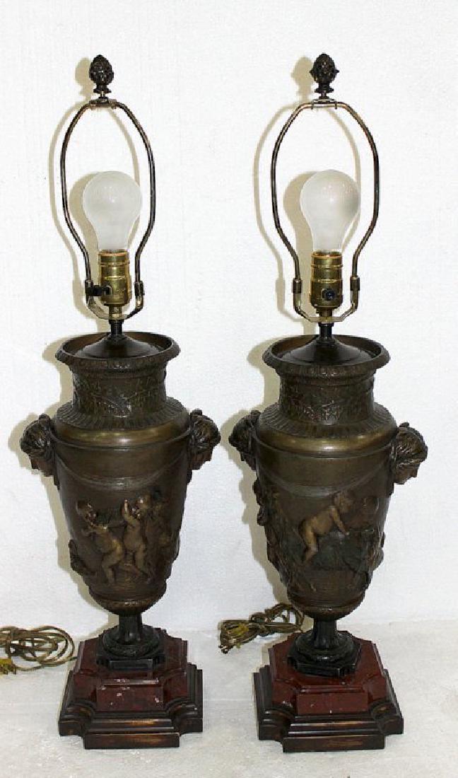 Pair of Antique French Figural Bronze Lamps (1 of 5)