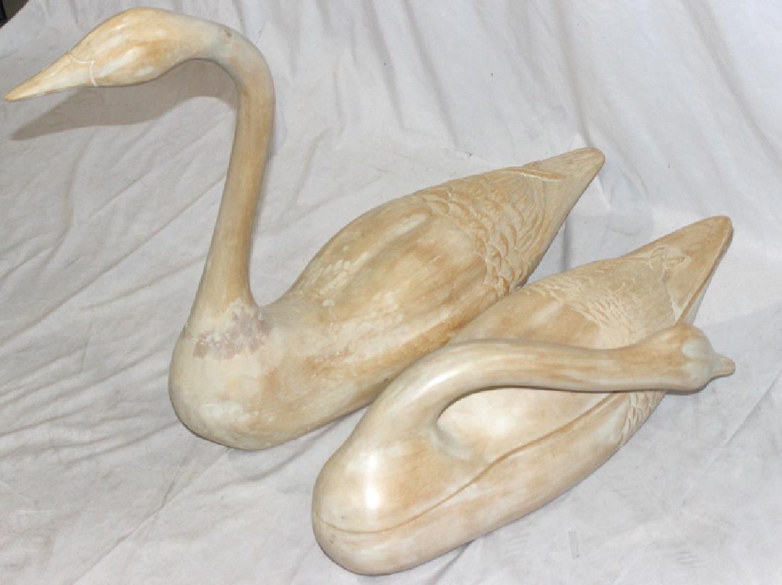 Pair of John Rossell Vintage Wood Swans (1 of 1)