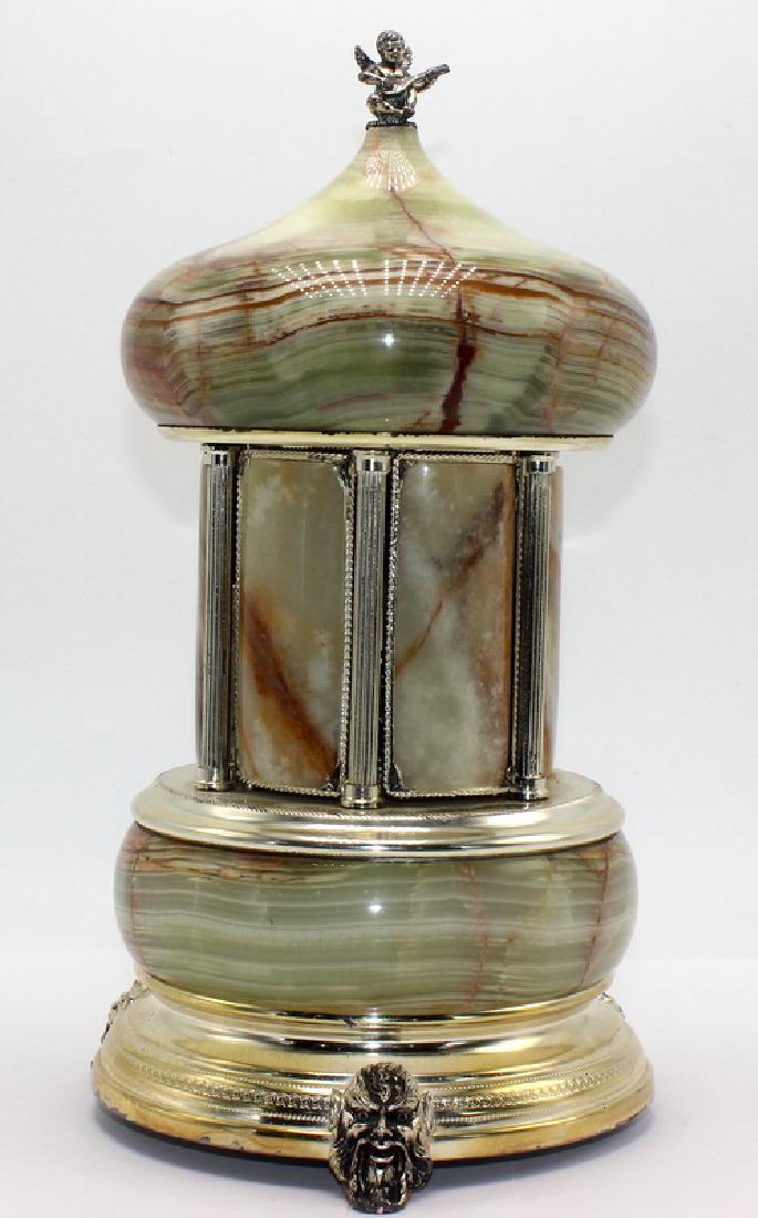 Italian Musical Onyx Cigarette Caddy, Swiss Music Box. (1 of 1)