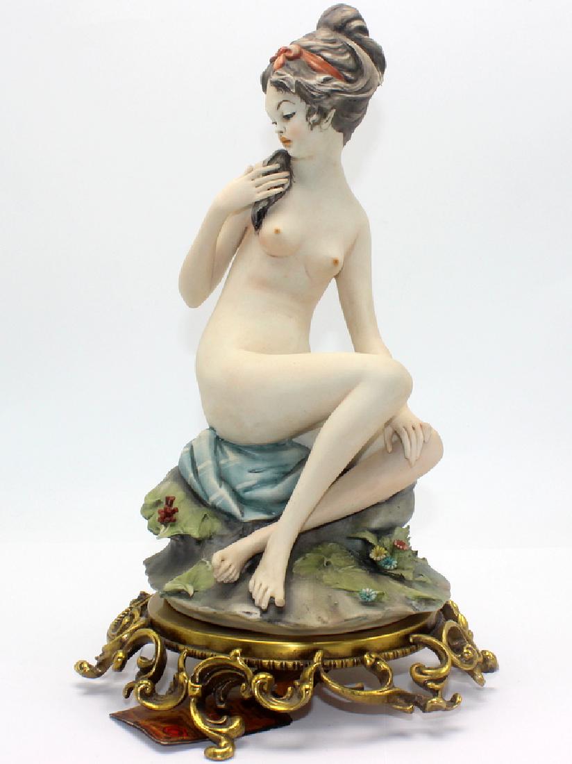 Capo Di Monte Porcelain Figure of Girl on Bronze Base (1 of 1)