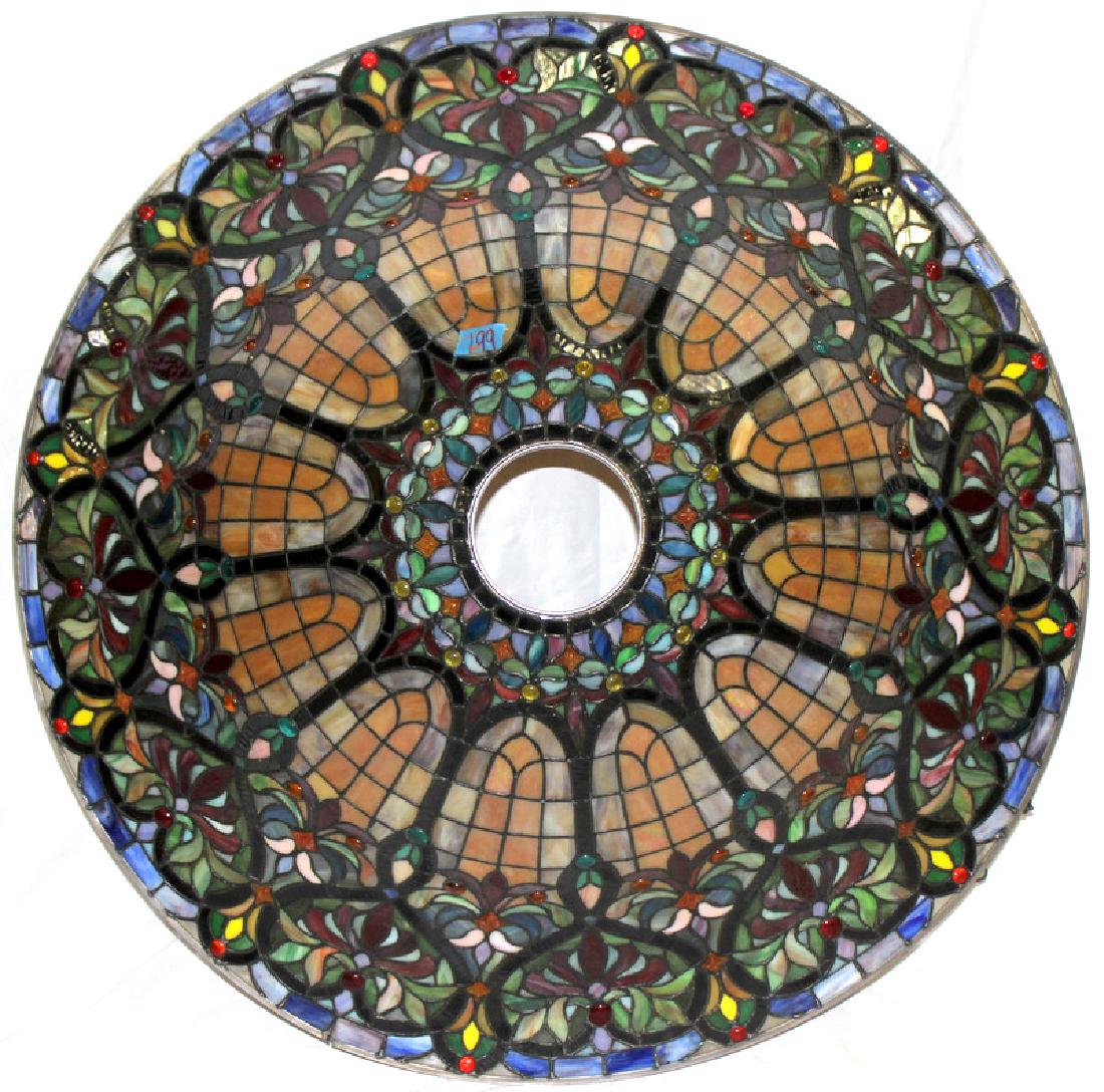 After Tiffany Stain Glass Dome Fixture: After Tiffany Stain Glass Dome Fixture. 36" diameter.