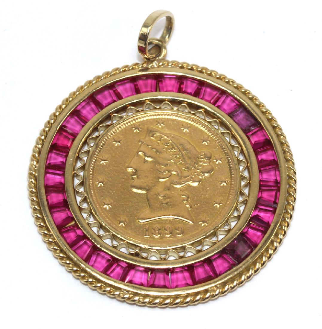 1899 U.S. Gold Coin Set in 14Kt YG Bezel with Precious (1 of 1)