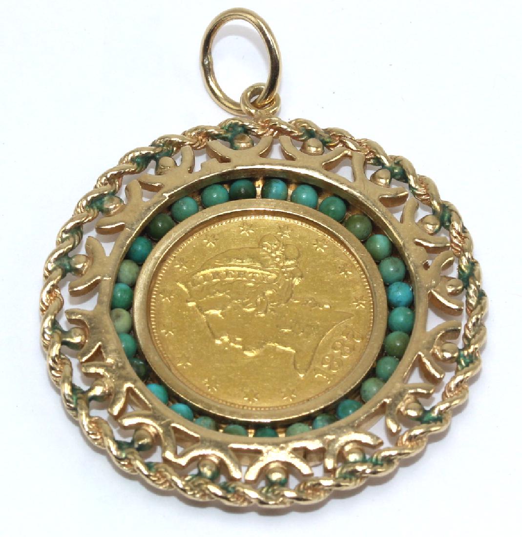 1887 U.S. $5 Gold Coin Set in 14Kt YG Bezel (1 of 1)