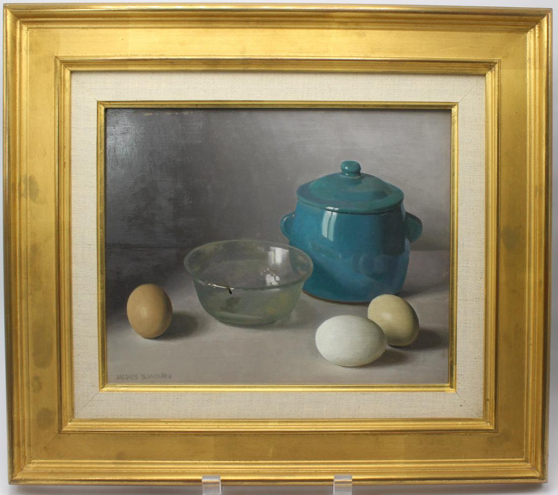 Jacques Blachard Oil Painting: Jacques Blachard Oil Painting on panel. 8.25" Height x 10" Width x 3" mat and frame
