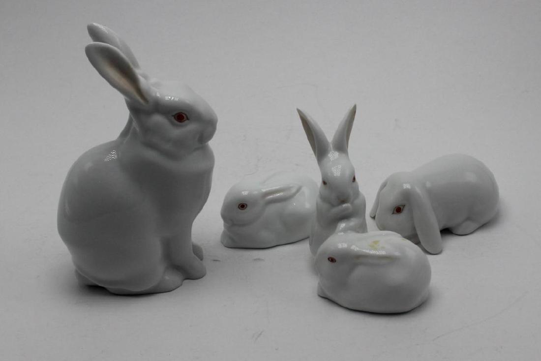 4 Piece Herend Handpainted Porcelain Rabbits (1 of 2)