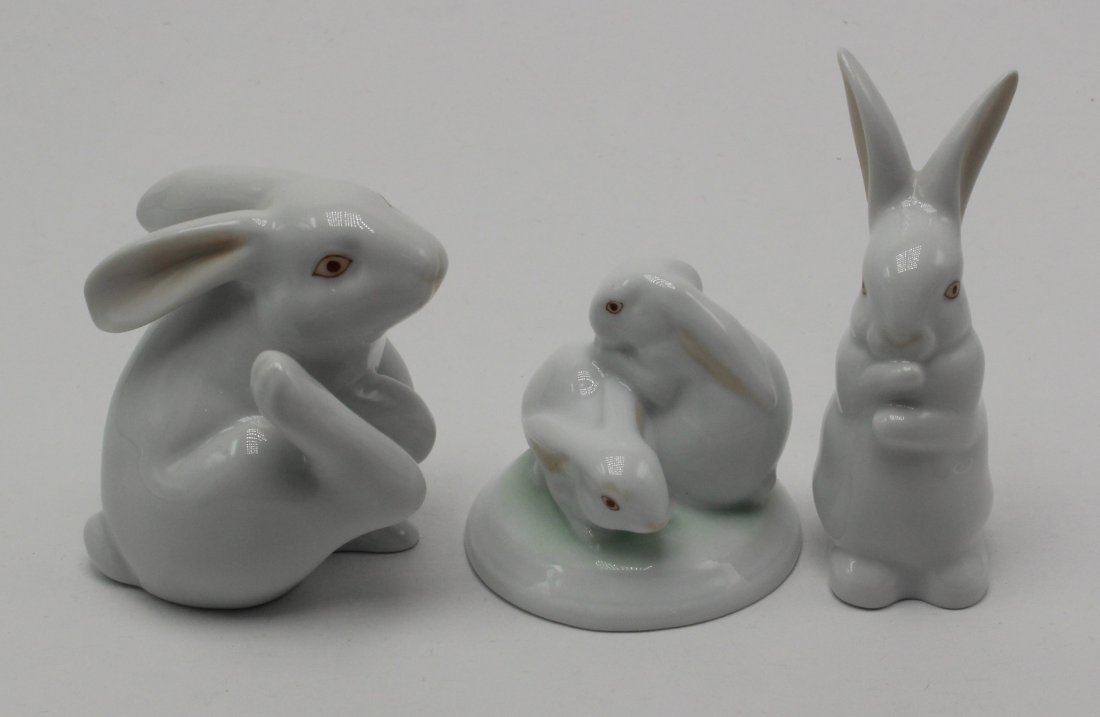 3 pcs Harden Hand Painted White Rabbit Porcelain (1 of 1)