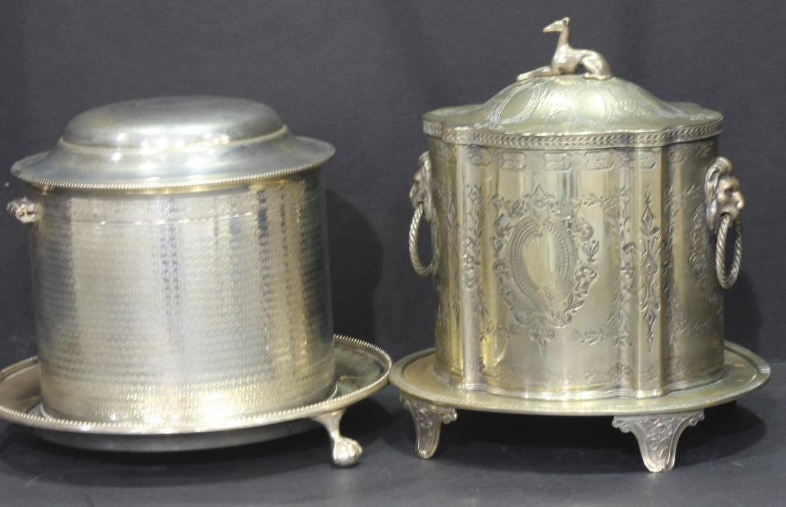 Pair Of English Silver Plate Biscuit Barrel (1 of 1)