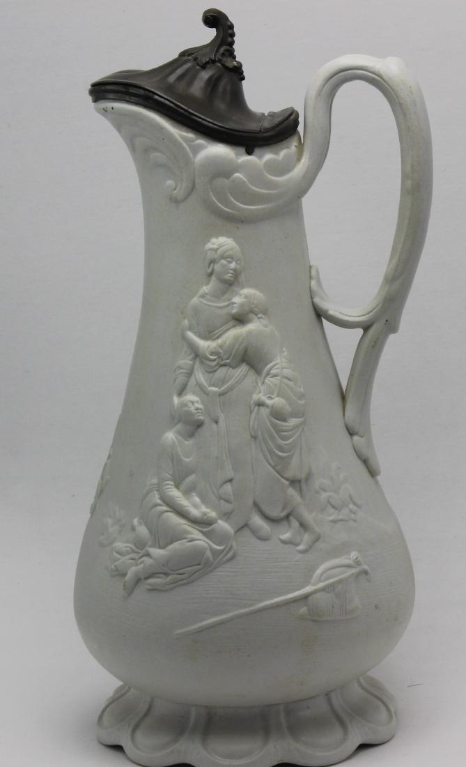 Samuel Alcock Salt Glazed Jug: Relief Molded With Figures Naomi & Her Daughters In Law
