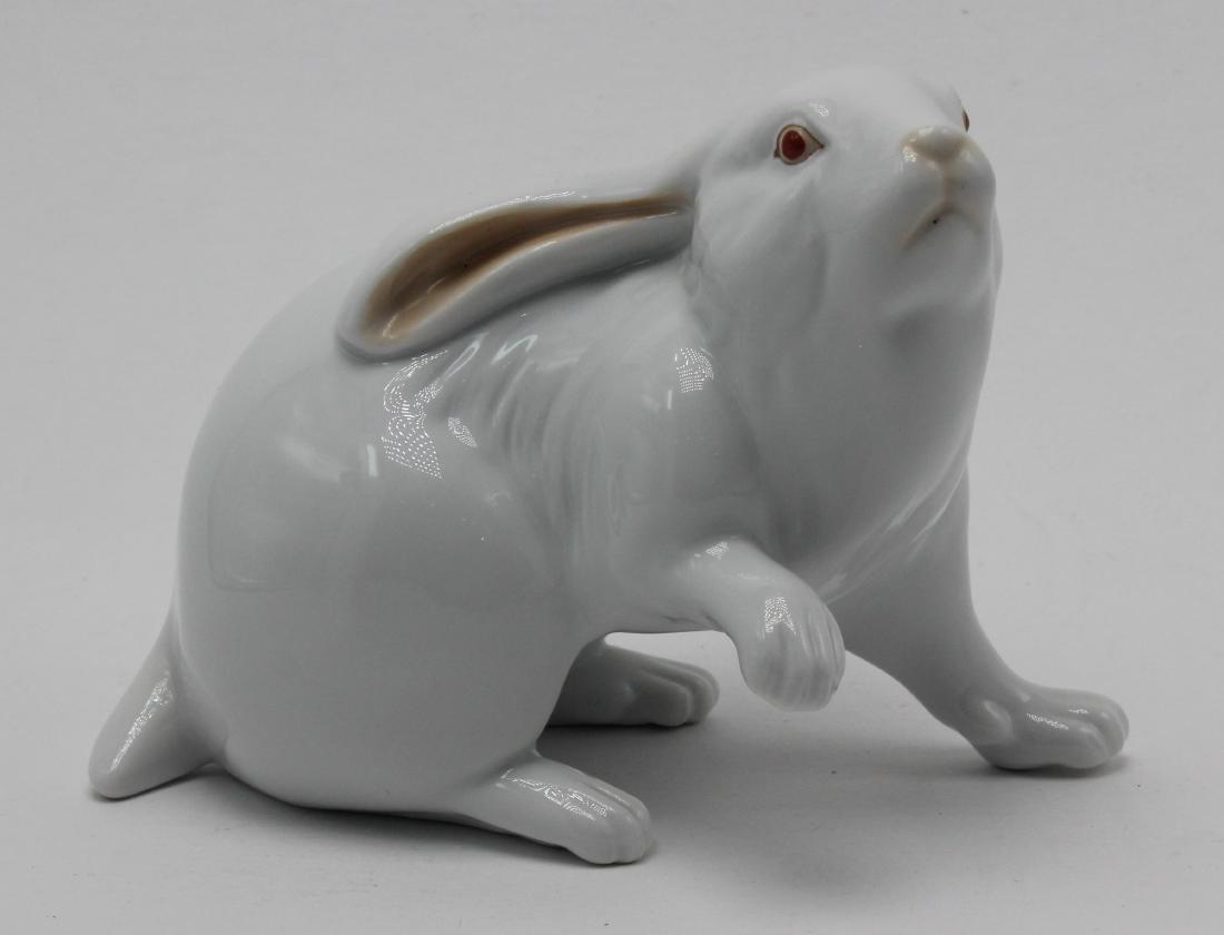 Herend hand Painted White rabbit Porcelain Figure (1 of 1)