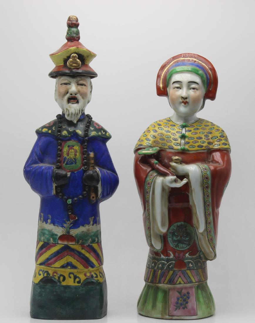 Pair of Chinese Porcelain Hand Decorated Figures (1 of 3)