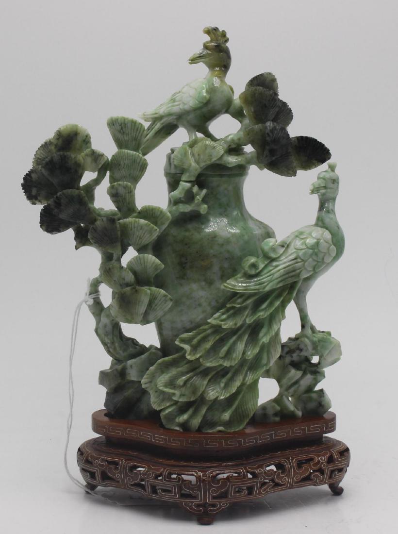 Chinese Jadeite Covered Bird Design Vase (1 of 4)
