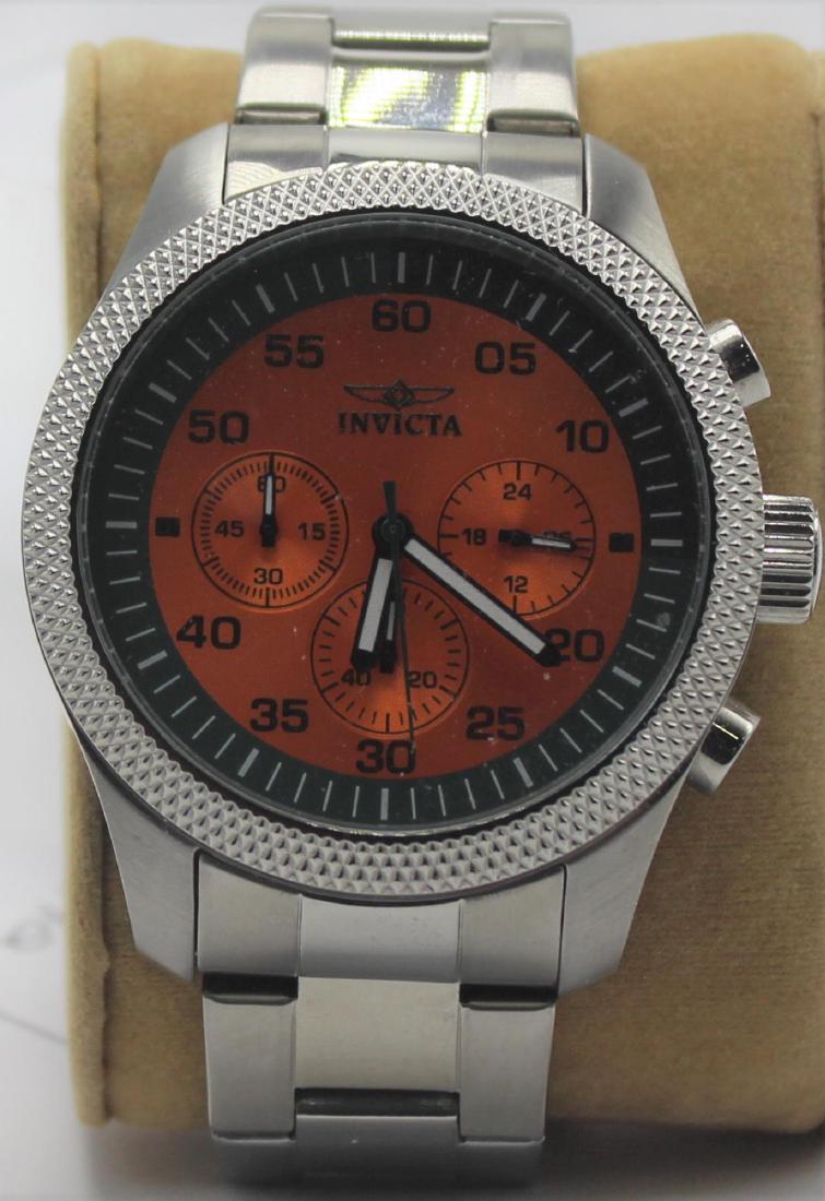 Invicta Mens Watch: Invicta Watch Model # 19382 With Orange Face Stanless steel