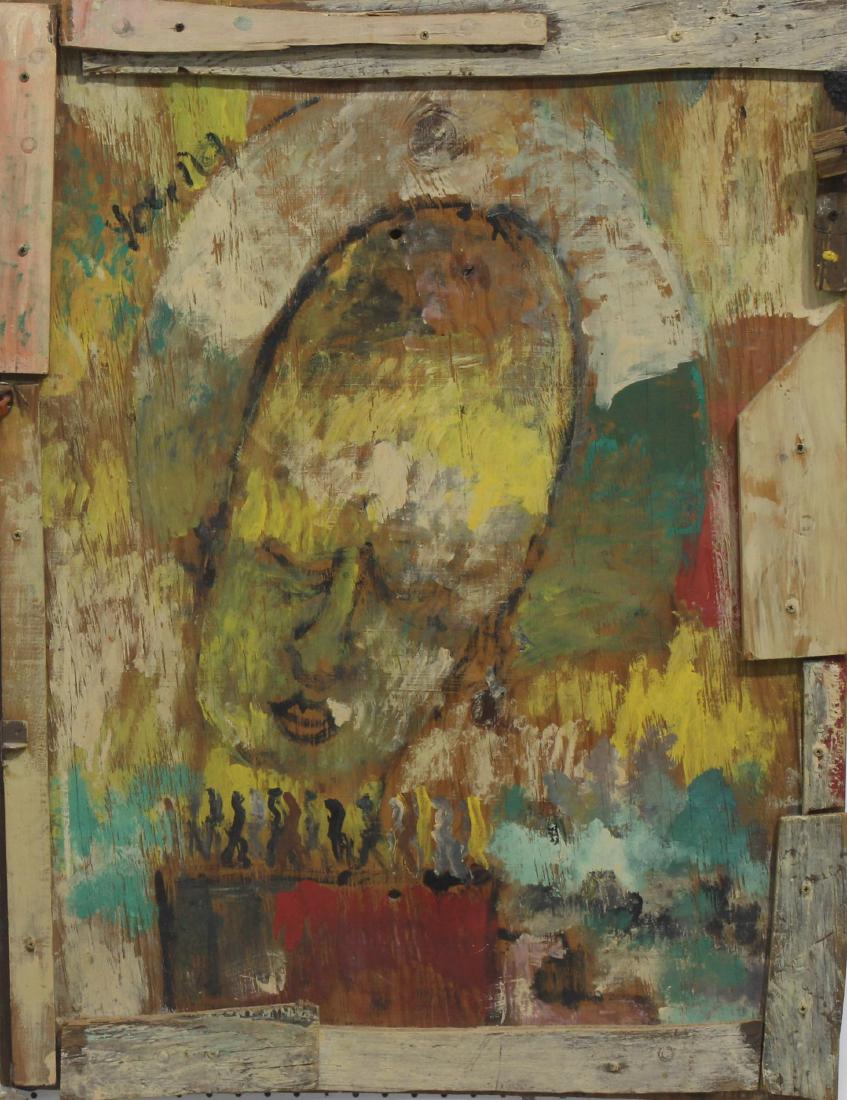 Purvis Young 1943-2010 oil painting on wood face (1 of 5)