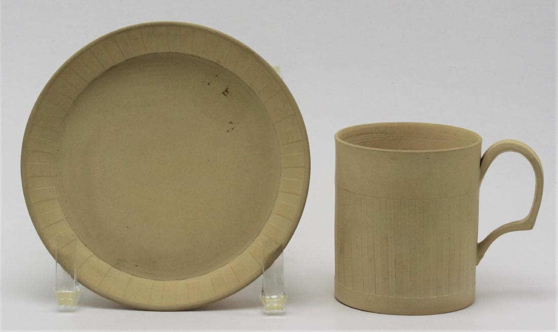 2pc yellow wedgwood jasperware cup and plate (1 of 2)