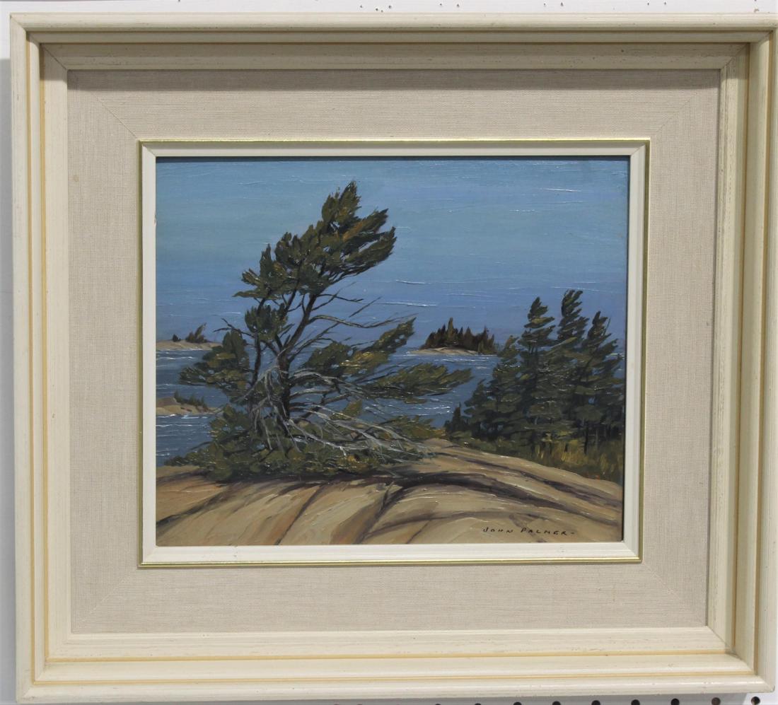 John palmer oil painting on board signed john palmer: John palmer oil painting on board signed john palmer 9 1/2 " x 11 1/2 wide frame 4