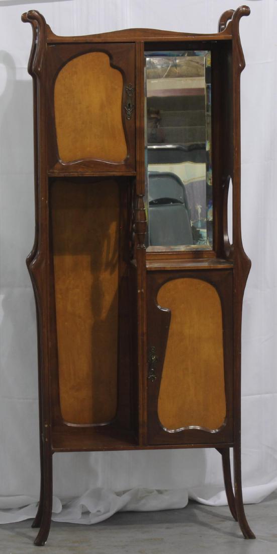 art nouveau galle style cabinet with birds maple panels (1 of 8)