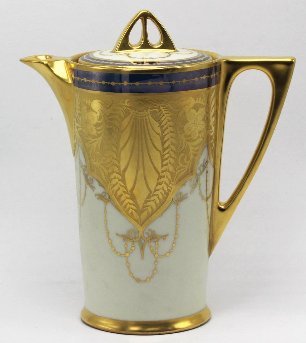 Bavarian Signed Osborne Art Nouveau Porcelain Teapot: Bavarian Signed Osborne Art Nouveau Porcelain Teapot. 9" height, 7 3/8" width