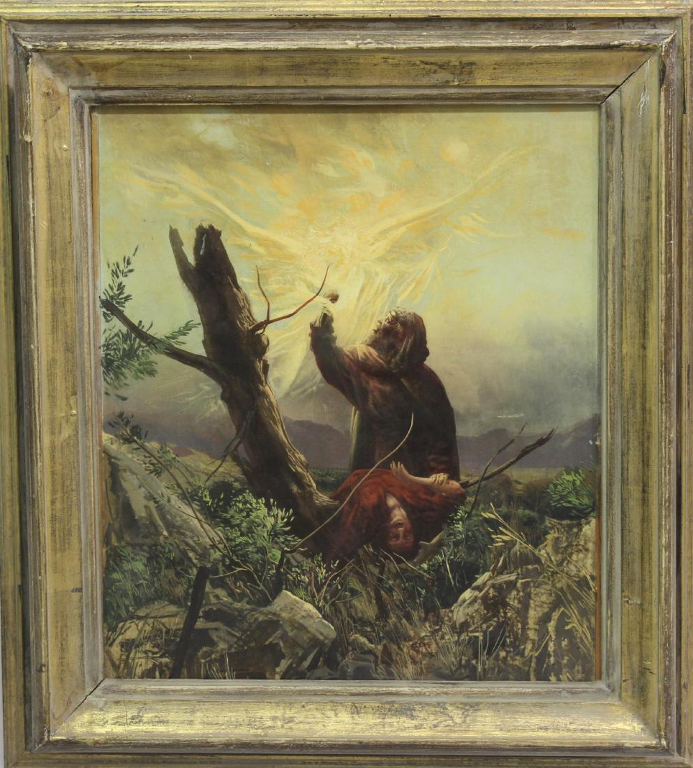 Religious Signed Silva L. Potolon Oil Painting on Panel: Religious Signed Silva L. Potolon Oil Painting on Panel "Abraham Sacrificing Isaac" 24" High x 20" Wide in 4" Frame
