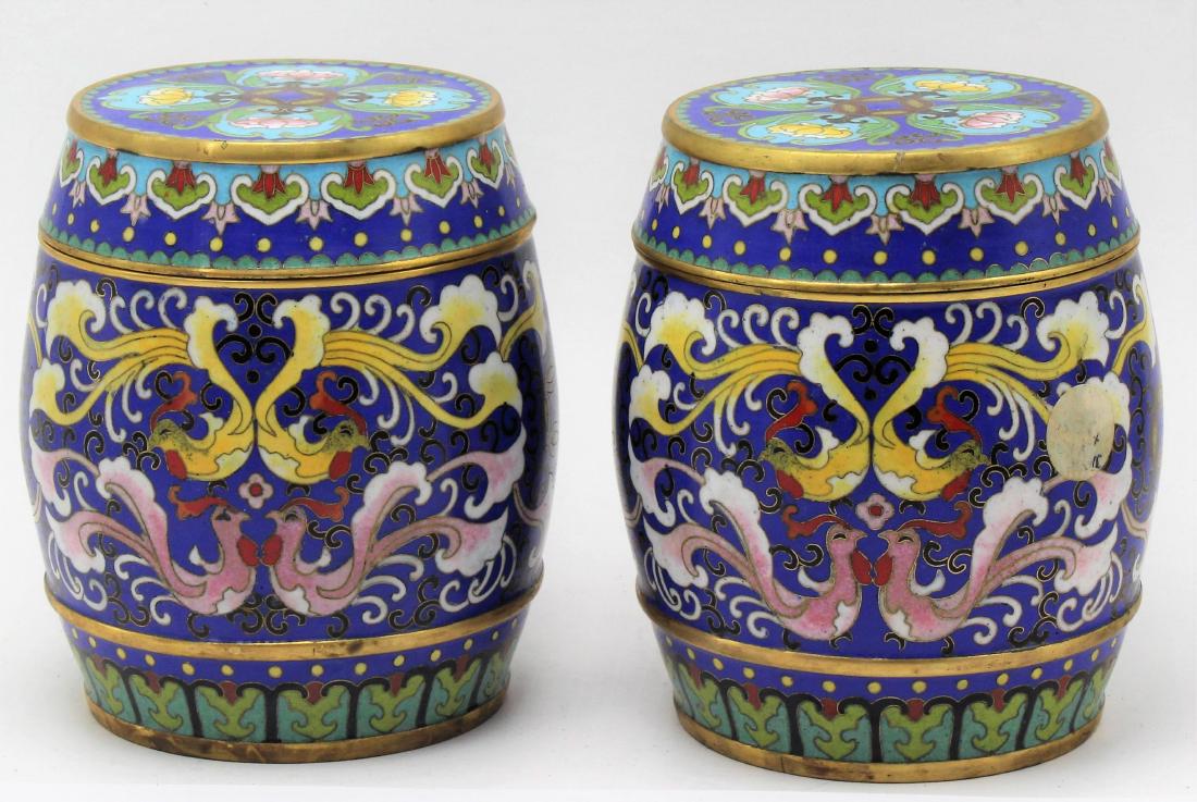 Chinese Cloisonne Pair of Covered Jars (1 of 2)