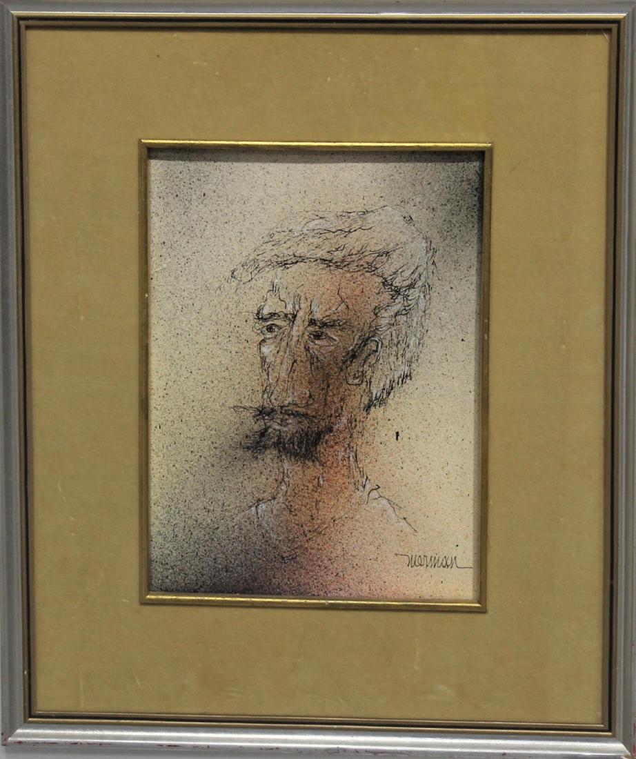 Leonardo Nierman Self Portrait Pen on Board (1 of 3)