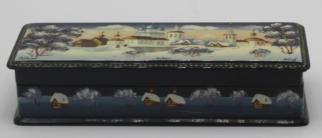 Russian Handpainted Black Lacquered Box (1 of 3)