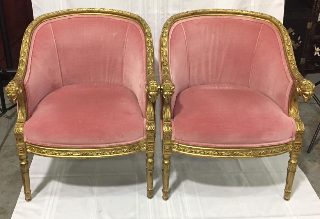Pair of louis xvi style gold leaf armchairs (1 of 7)