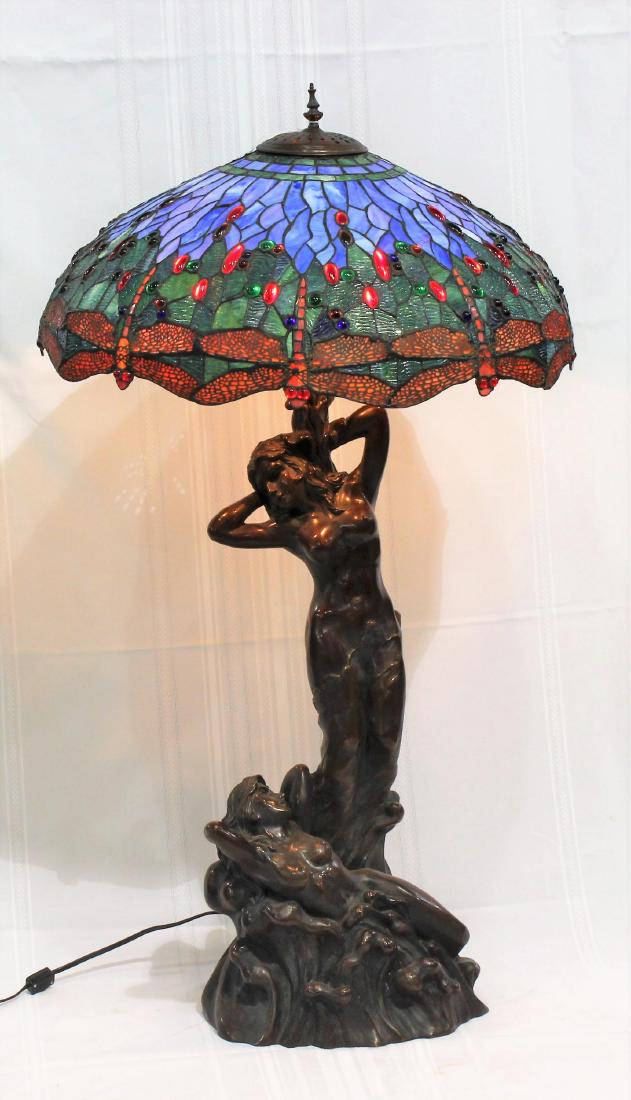 Tiffany Style Bronze Dragonfly Shade Lamp and Two Women (1 of 8)