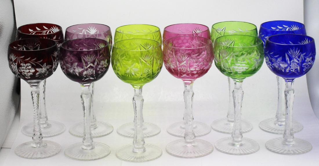 Colored Cut to Clear Crystal 12 pcs Stemware (1 of 2)