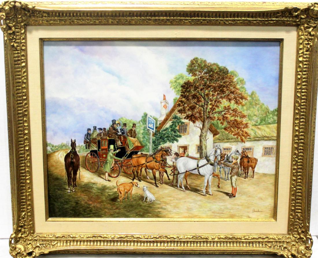 Boehm Porcelain Plaque Coach: Boehm Porcelain Plaque Coach for Limited Issue by Edward Marshall 10" high x 14" wide