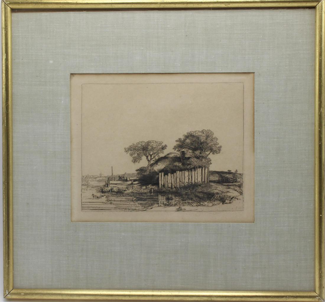 Rembrandt Landscape with a Cottage Etching on laid (1 of 4)