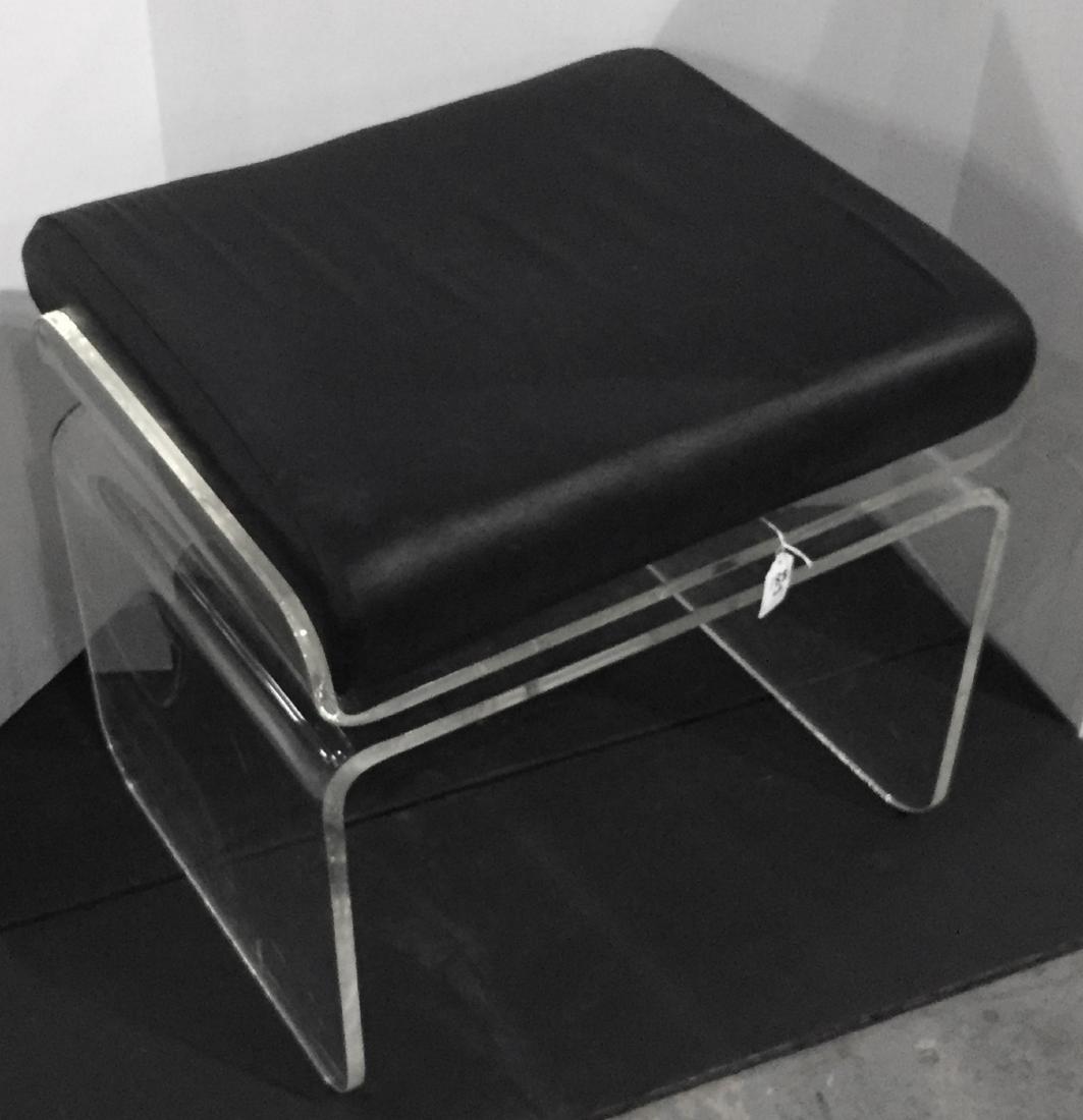 Lucite Mid-Century Modern Stool w Black Cushion. (1 of 3)