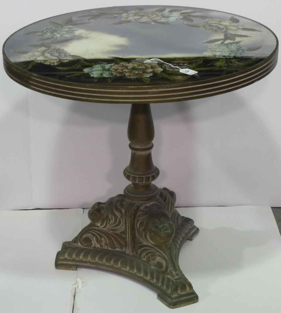 Mid century mirror top hand carved table (1 of 3)