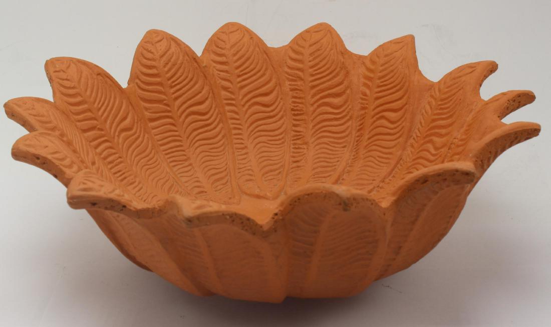 Bennington Potters Vermon 1941 David Gil Terracotta: Bennington Potters Vermon 1941 David Gil Terracotta Bread Basket Bowl 4" high x 11" diameter