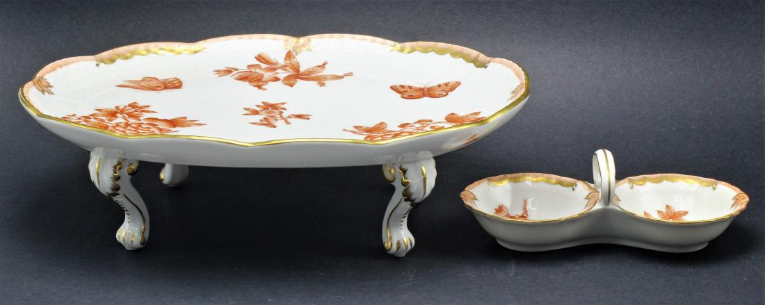 2 pcs Herend Chinese Bouquet Footed Tray and Double (1 of 2)