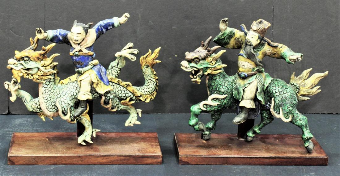 Pair of Chinese Hand Painted Terracotta Roof Tiles of (1 of 5)