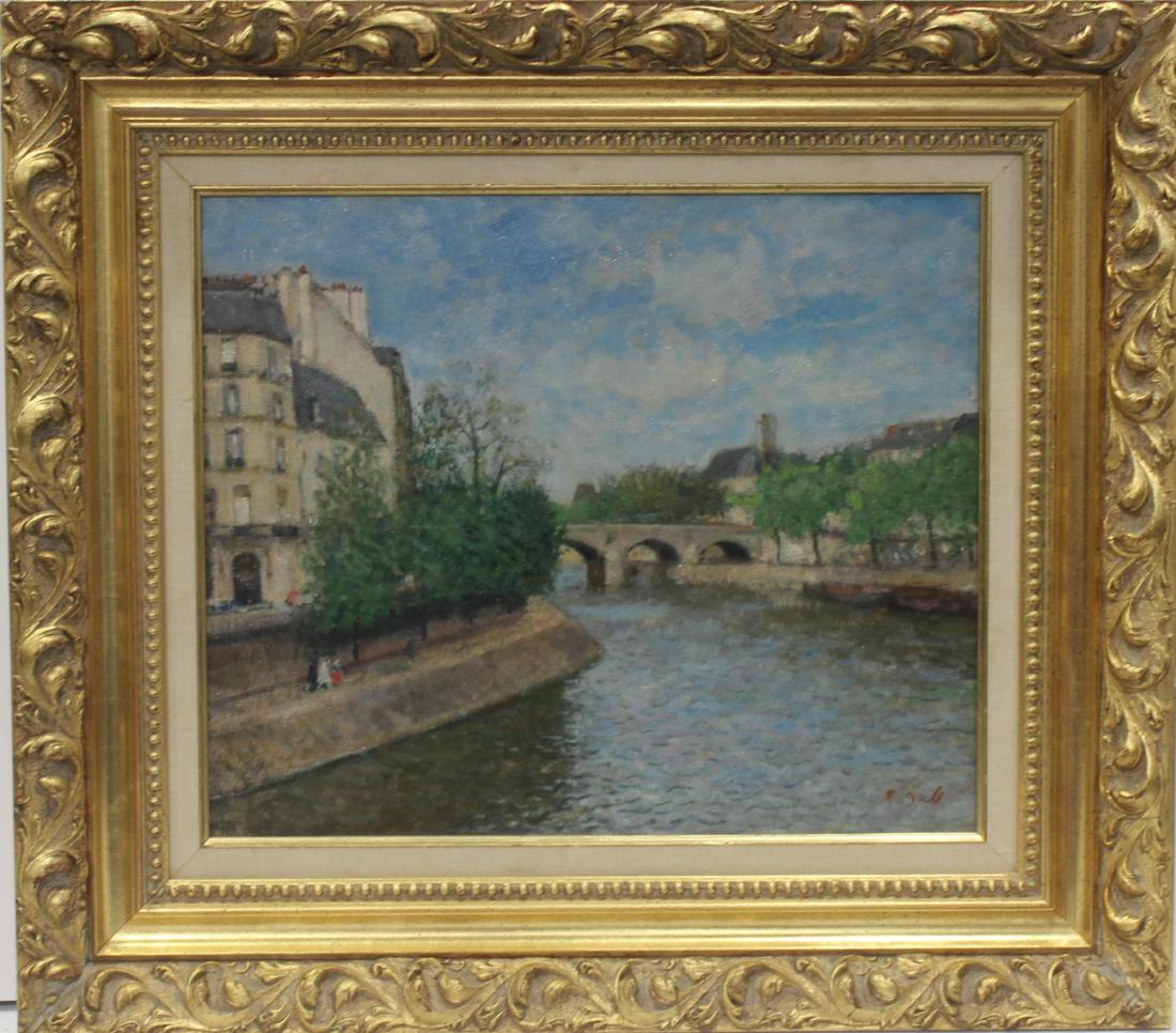 Francois Gall River Scene Oil on Canvas: Francois Gall River Scene Oil on Canvas. Measures - 23" high x 26" wide. Canvas - 15" high x 18" wide.