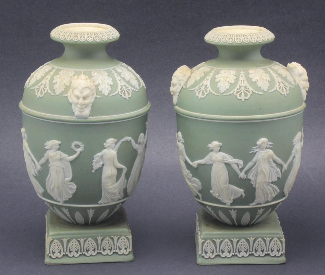2 pcs Wedgwood Green Jasperware Porcelain Vase (1 of 2)