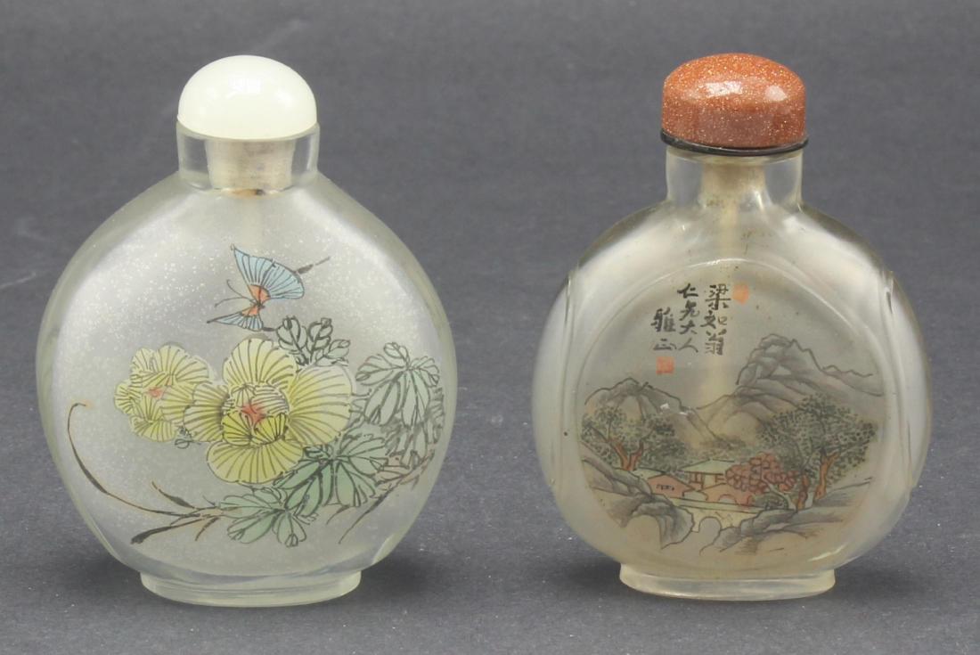 Pair of Antique Chinese Reverse Painting on Glass Snuff (1 of 2)